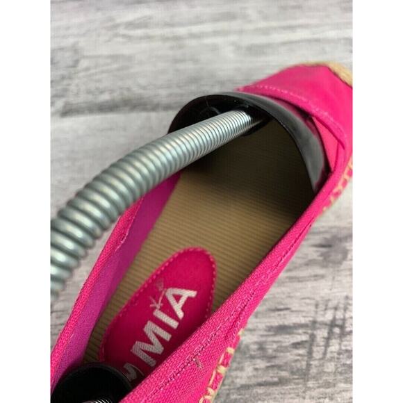 Mia Girls Size 5 Pink Canvas Espadrilles With Braided Jute Trim & Rubber Soles - Picture 4 of 8